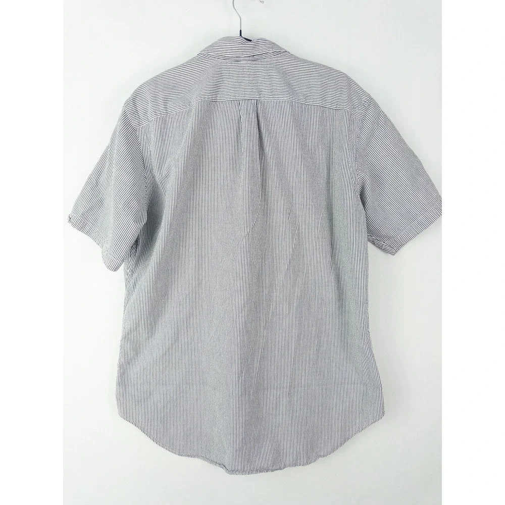 Ralph Lauren Classic Fit Short Sleeve Button Down Seersucker Shirt Mens L Blue S